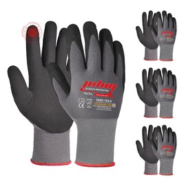 Pilim Microfoam Nitrile Safety Work Gloves - 3/6/12 Pairs Heavy Duty Grip Gloves for Construction, Gardening, and Mechanics