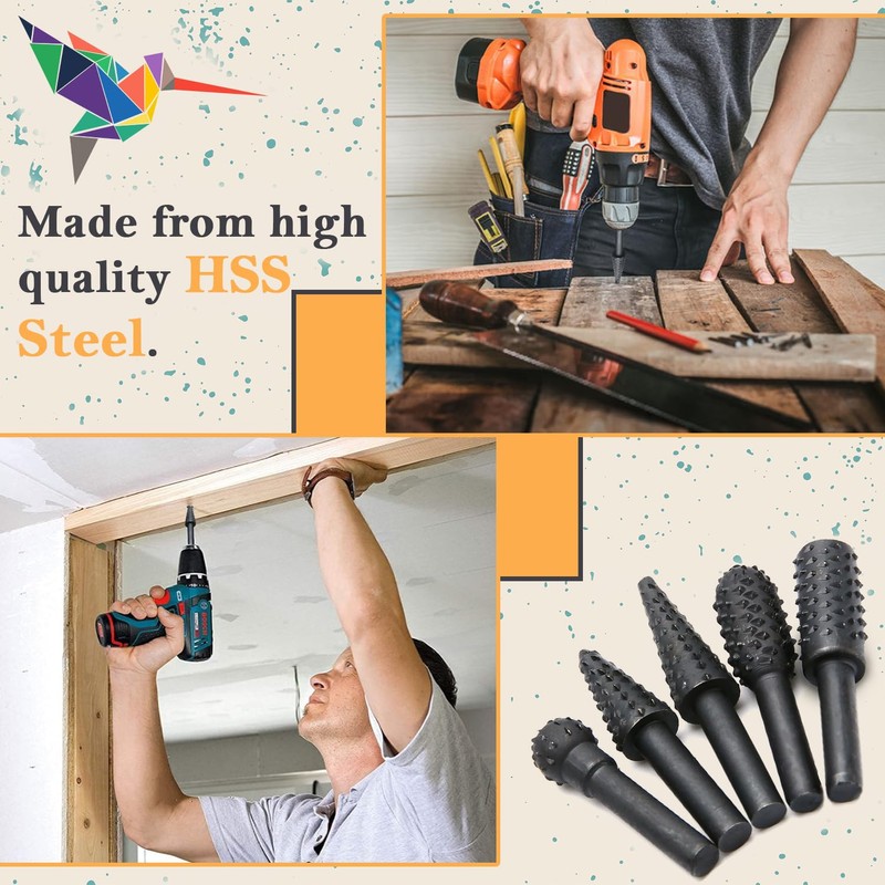 KOLIBROX 1/4'' DIY Drill Bit Set - Precise Carpentry Tools