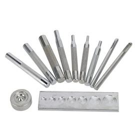 Leathercraft Tool, Punch Snap Kit Rivet Setter con base para perforar e instalar el botón de remache Mango de metal Broche de presión Rivet Setter Cuero DIY Herramienta de instalación