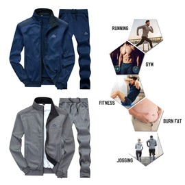 LBL Track Suits for Men Set Hoodie and Joggers Set Long Sleeve Warm Sports Suits Dark Grey L