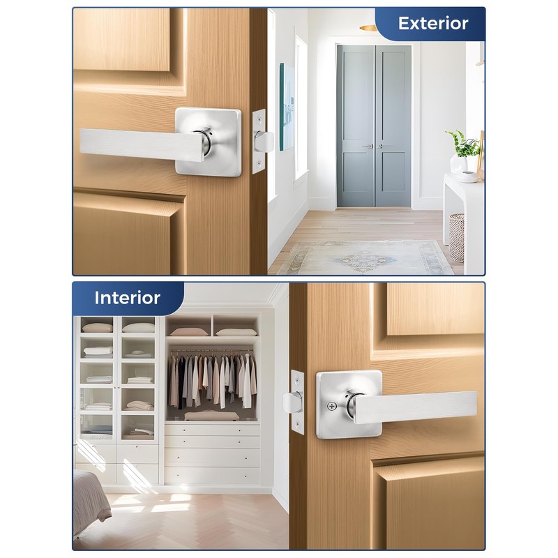 Mengico 1 Pack Interior Door Lock,Nickel Door Lever Interior,Door Handle