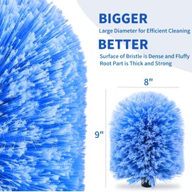 2 Pack Screw on Webster Cobweb Duster Head for Pole,Spider Web Remover Brush, Cobweb Duster Head Attachment,Fits Standard 3/4 inch Threaded Poles(Big, Blue)