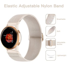 Compatible with Garmin Vivoactive 5 Band 20mm, 10 Pack Soft Stretchy Nylon Watch Bands for Garmin Venu/Venu Sq/Venu 2 Plus/Garmin Vivoactive 3/Forerunner 165/55/245 Music Strap Replacement Women Men