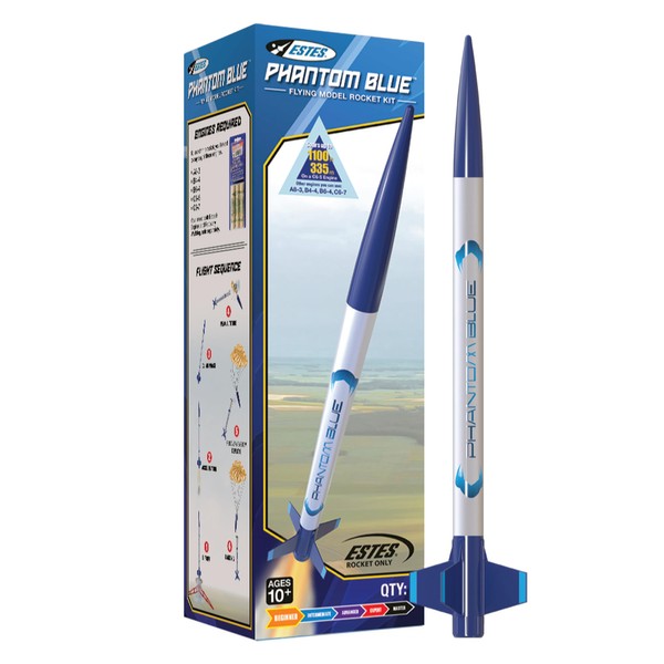 Estes 2483 Phantom Blue Rocket-Building Kit, Beginner Flying-Rocket-Model Kit for