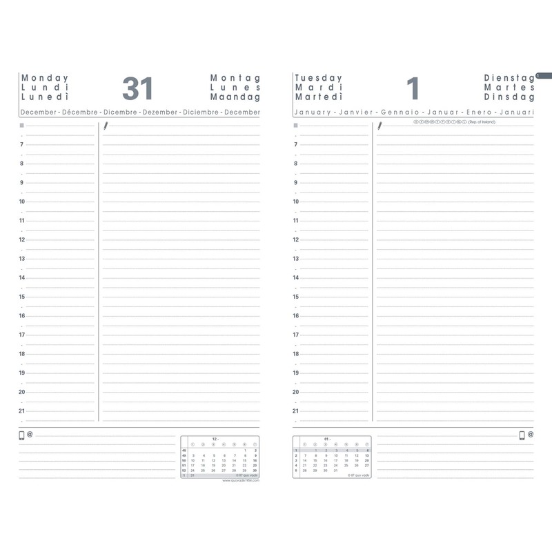 Quo Vadis 054088Q ABP1 Multilingual Diary Year 2025 Colour Black