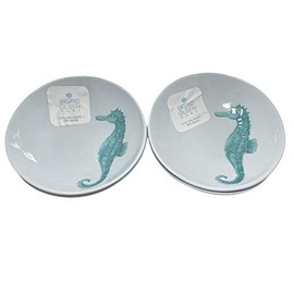 Sigrid Olsen Home Seahorse Bowl Set 4 Pieces Blue Green Turquoise 100 Percent Melamine Ocean Nautical, Blue, Green, Turquoise