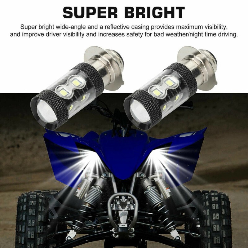 YCY 2Pcs 6000K White H6M LED Headlights For Yamaha YFZ450R