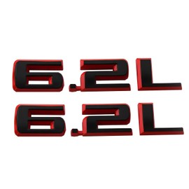 Hood Body Style Emblems 3D Badge Decals Fits for 2019-2021 6.2L 2pcs (Red Black)