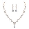 Crysdue Wedding Necklace Dangle Earrings Set for Bride, Cubic Zirconia