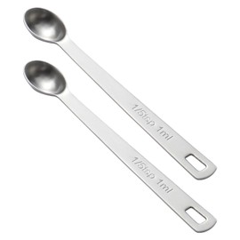 BERYLER 2PCS 1/5 Teaspoon(1/5tsp, 1ml) Single Tiny Measuring Spoon, Small Individual Stainless Steel Measure Spoons Only