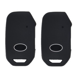 LemSa 2Pcs Soft Silicone Remote Smart Key Fob Cover Case Protector Holder for KIA 2021 2020 2019 Telluride Seltos Soul Forte GT EX Sportage Sorento Cerato Niro 95440-S9000 95440-Q5000, Black