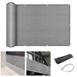 2'6" x 40' Gray Balcony Privacy Screen Fence Windscreen Cover for Apartment, Deck, Patio, Backyard, Outdoor Pool, Porch, Railing - 95% UV Blockage, Zip Ties Included, Customized