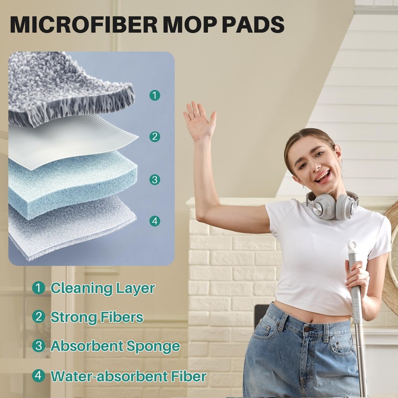 JOYMOOP Microfiber Flat Mop and Bucket System, Mops for Floor