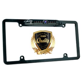 License Plate Rear View Camera - Built-in Distance Scale Lines Backup Parking/Reverse Assist IP68 Waterproof Adjustable Slim Camera w/HD 420 TVL CMOS & RCA Output Black - Audiotek AT-120LCC