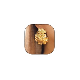 Chunky Geometric Flowers Drop Dangle Earrings for Women, Dainty 14K Gold Large Floral Statement Earrings Vintage Simple Ear Jewelry Gifts (Gold)