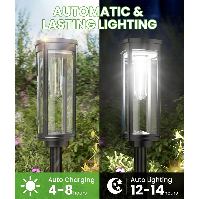 BITPOTT Bright Solar Pathway Lights, 4 Pack Solar Lights Outdoor