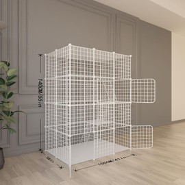 Indoor Cat Cage Enclosure DIY,Cat Playpen Catio Thick Metal Wire Kennels for 1-3 Cats Kitten Cage Detachable Patio Cat Crate (White, 41" L x 28" W x 55" H)