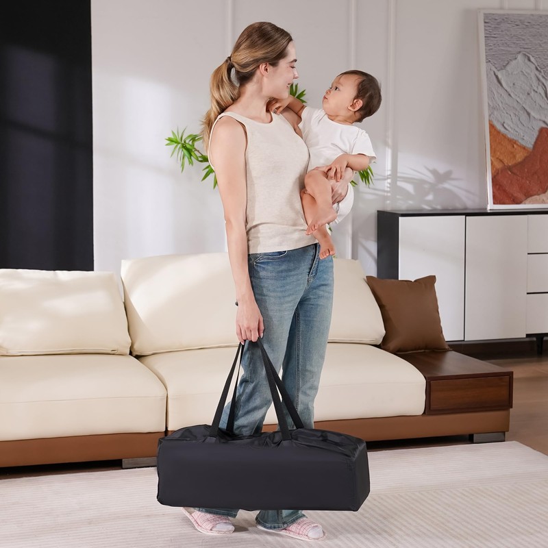 Pamo Babe Portable Crib Baby Playpen with Mattress and Carry