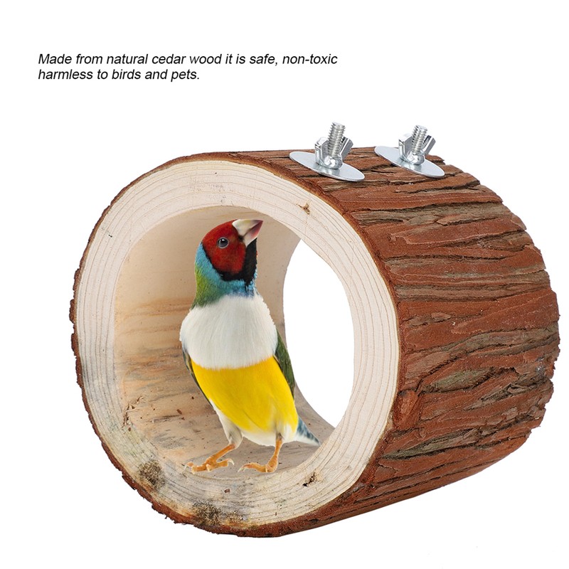 Bird Tree Hole Nest Small Pet Natural Wooden Toy Hideaway