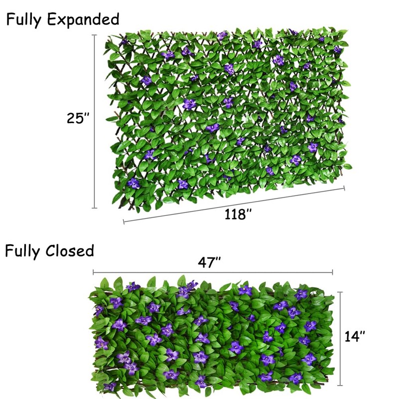 Expandable Privacy Screen with Artificial Flower for Balcony Patio Fence