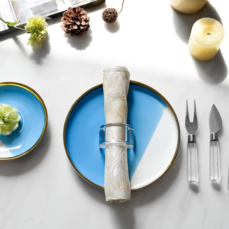 Marvala Crystal Napkin Rings, Elegant Dining Table Holders for Formal