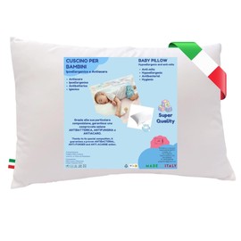 GM Pillow 30 x 50 cm 100% Cotton Hypoallergenic Mite-Proof White for Sleeping at Home or Travel, Made in Italy