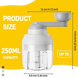 Multi-Functional Manual Food Processor Vegetable Chopper, Hand-Powered handle Onion Chopper with Clear Container, Food Chopper for Vegetables Meat Fruits Nuts Herbs Onions,Ideal Gift (White)