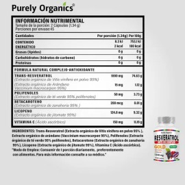 Combo Resveratrol Complex y Vitamina C 24h 90 Cápsulas. Purely Organics.