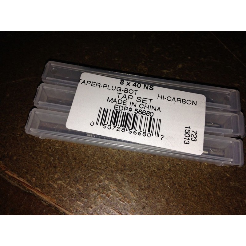 8-40 NS 3 PIECE 4 FLUTE HI-CARBON TAP SET NORSEMAN