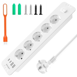 EROIZNY Steckdosenleiste Tischsteckdose mit 4 USB, 5 Fach Versenkbare Steckdose 4000W 16A Einbausteckdose Mehrfachsteckdose, Verteilersteckdose Mehrfachstecker fr Konferenztisch, Sofatisch 2M Kabel Wei?