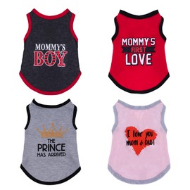 Pistha 4 Pack Dog Shirts Summer Printed Puppy Clothes Novel Sleeveless Pet T Shirts Dog Clothes for Small Medium Dogs Cats Boy(M)