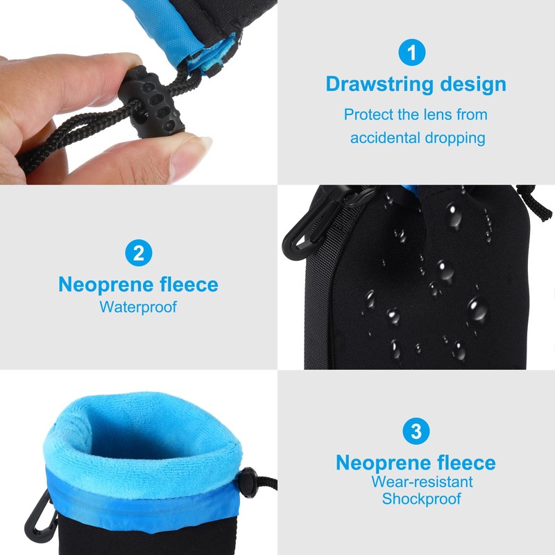 PATIKIL Camera Lens Bag 8.5 x 14cm Drawstring Lens Pouch