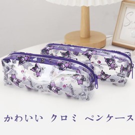 Kuromi Pencil Case, Cute Sanrio Pencil Case, Large Capacity, Kids, Adults, Clear Pouch, Elementary School, Middle School, High School Students, Simple, Stylish, Pouch, 8.3 x 2.4 x 2.0 inches (21 x 6 x