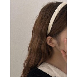 Wide Knitted Headbands, Pack of 4, Black White Beige Brown, Solid Colors