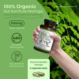 Lactation Supplement - Organic Moringa Capsules for Breastfeeding Support to Increase Breastmilk Supply (120 ct) Pure Malunggay Leaf Powder for Milk Production Booster & Postnatal Vitamins A E K 500mg