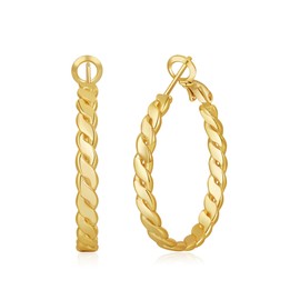VEEDOFA Big Gold Hoop Earrings Lightweight Hypoallergenic Thick Large Gold Hoop Earrings for Women