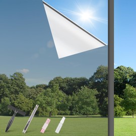 Finnez One Way Privacy Window Film, Heat Control Anti UV Static Cling, for Home Or Office (Mirror Silver,17.5 Inch X 6.5 Feet with Installation Tool)