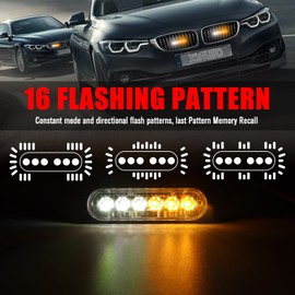 XT AUTO 6LED Car Truck Emergency Beacon Warning Hazard Flash Strobe Light Amber/White 4-pack