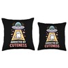 Cat UFO Kitten Abducted by Cuteness Alien Throw Pillow