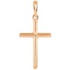 14K Solid Rose Gold Traditional Simple Religious Cross Pendant Necklace,
