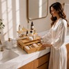Bamboo Perfume Organizer with Drawer, 3 Tier Makeup Display for