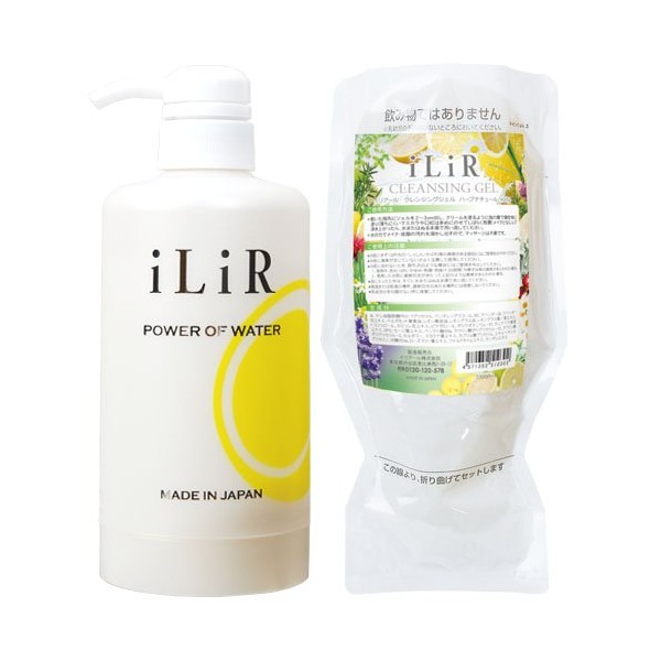 iLiR Makeup and Skin Stain Cleansing Gel Herb Natural, 14.1 oz (400 g), Pump + Refill