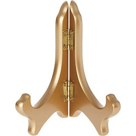 Bard's Hinged Gold Wood Stand, 5" H x 5" W x 3.5" D (for 5" - 7.5" Plates)