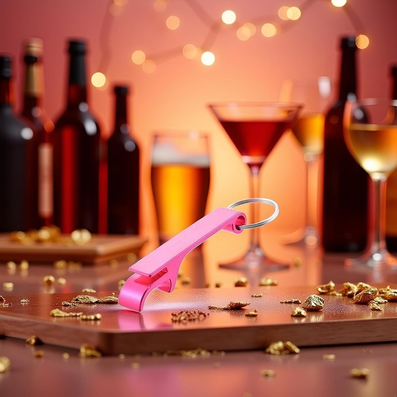 Pink Portable 4 Close 1 Bottle Opener Key Chain Key