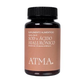 ATMA Suplemento Alimenticio SOD + Ácido Hialurónico 680 mg | 30 Cápsulas Vegetales | Antioxidante Natural y Cuidado Celular | Fórmula Premium | Sin Gl