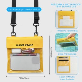 REIKOMO Water-Resistant Phone Pouch with Touch Screen Access, Dry Bag for Phone & Small Essentials, for Swimming, Kayaking, Beach & Travel Yellow