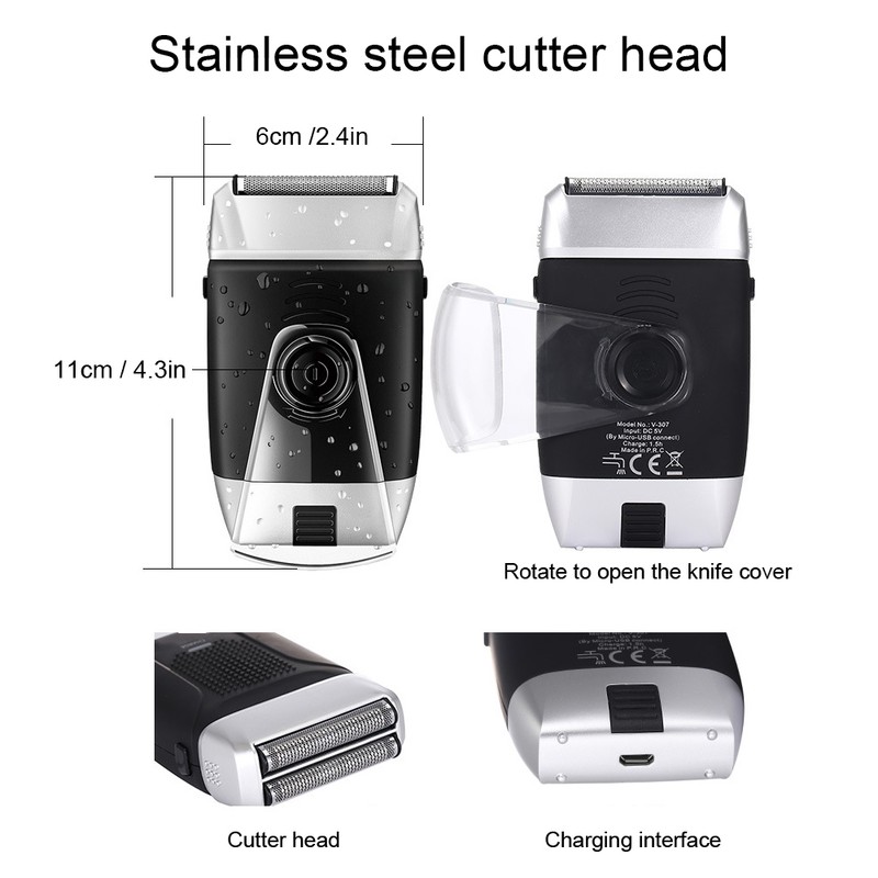 Rechargeable Electric Shaver Reciprocating Men Bald Head Trimmer Beard Shaver
