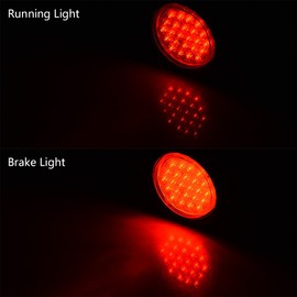 AMOPA amopacorp 2pcs 4 inch Round 24-LED Stop Brake Tail Lights Universal Trailer Truck RV (Red Light Clear Lens)