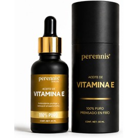 PERENNIS Aceite de Vitamina E Facial 100% Puro Prensado en Frío, Vitamina E Líquida, Aceite Hidratante para Rostro, Piel, Uñas y Cutículas, 30 ml
