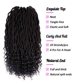 Gx Beauty 6Packs/Lot Boho Faux Locs braids 20Inch Faux Locs Crochet Hair with Curly Ends New Goddess Crochet Synthetic Braiding Extensions for Black Women(1B#)